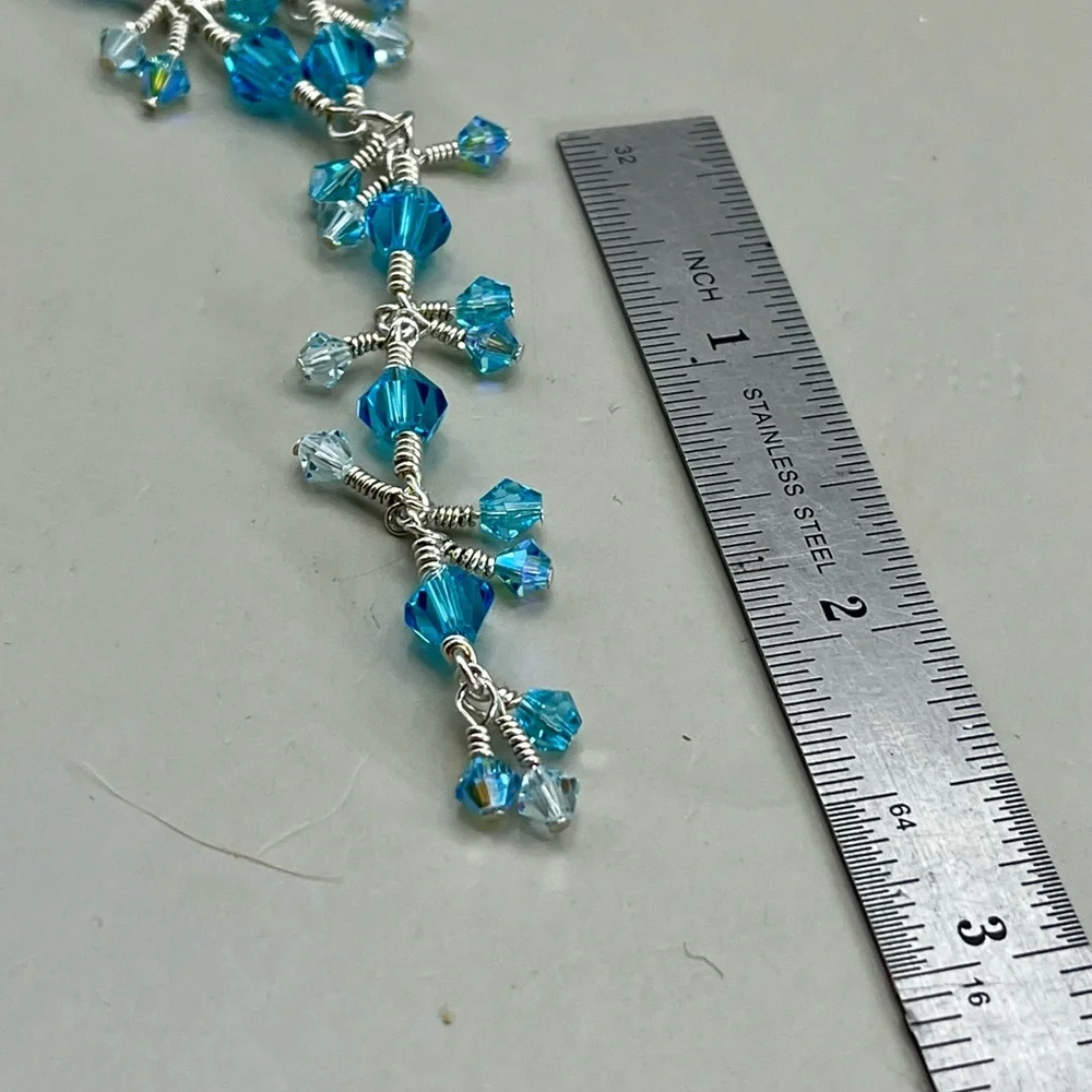 Elegant Aqua Blue and Sterling Silver Swarovski Crystal Necklace